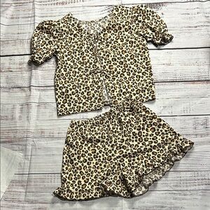 Zara Cheetah Print Girls Shorts Set Size 13/14 Years